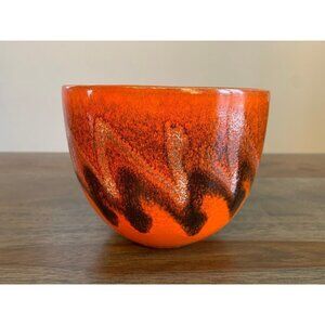 Alvino Bagni Bowl Red Orange White Black Stamped Italy Zigzag Vintage MCM